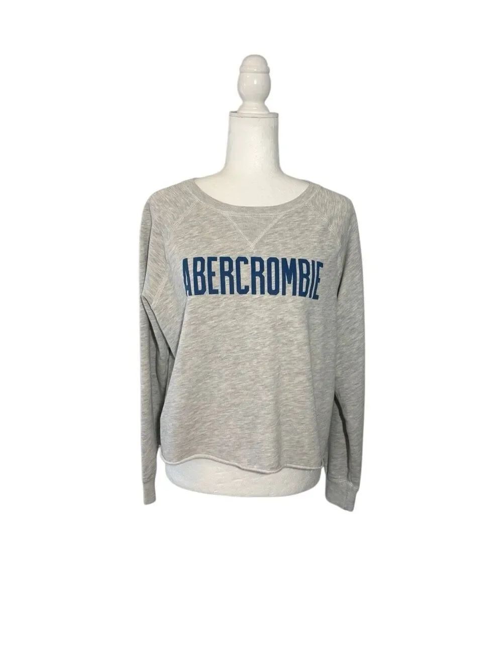 Abercrombie & Fitch gray cropped logo crewneck sweatshirt - S